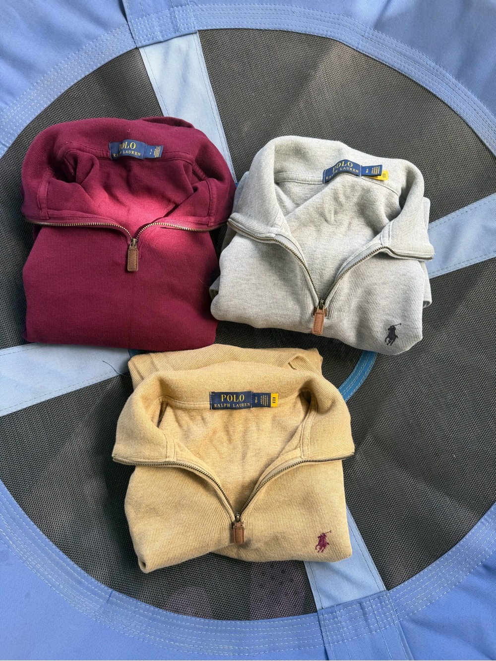 Polo by Ralph Lauren Three-Pack Half-Zip Sweaters — Burgundy, Gray, Tan